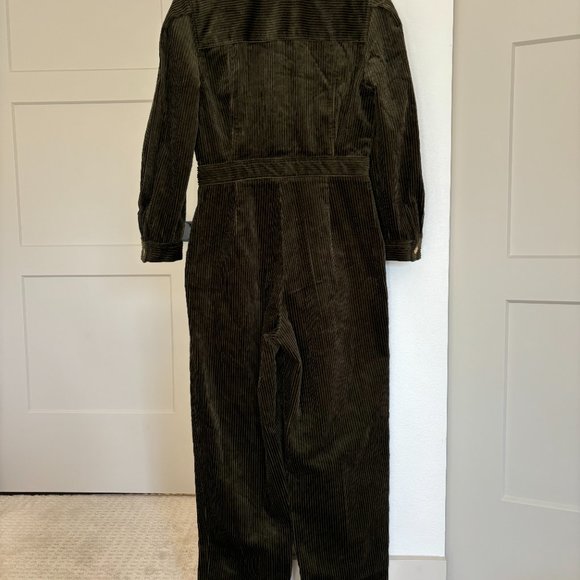 NWT SANDRO Paquita Kaki Corduroy Jumpsuit | Size French 40 / US 12-14 - Picture 3 of 7